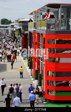 Montmelo, Spagna. Il 12 maggio 2013. paddock panoramica durante il Gran Premio di Formula Uno di Spagna sul Circuito de Catalunya race track a Montmelò vicino a Barcellona, SpainCredit: Kolvenbach/Alamy Live News Foto Stock