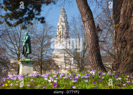 City Hall, Civic Center, Gorsedd Gardens, Cardiff Wales, Regno Unito Foto Stock