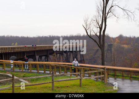 Ponte Kinzua Skywalk a ponte Kinzua parco dello stato sotto la pioggia Foto Stock