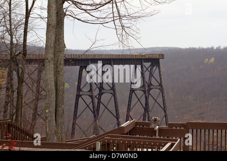 Ponte Kinzua Skywalk a ponte Kinzua parco dello stato sotto la pioggia Foto Stock