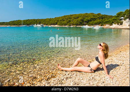 La citta di Hvar, isola di Hvar costa dalmata, Adriatico, Croazia Foto Stock