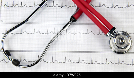 Lo stetoscopio e ECG Foto Stock