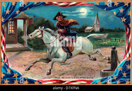 La cavalcata di Paul Revere., 18 aprile 1775 Foto Stock