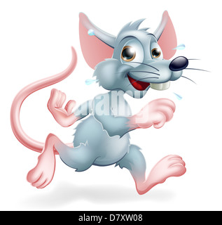 Illustrazione di un fumetto personaggio di ratto in esecuzione una illustrazione concettuale per la corsa del ratto forse. Foto Stock