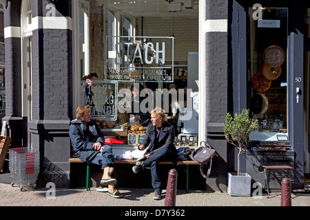 Stach - famoso cibo sano shop e caffetteria, Nieuwe Spiegelstraat, Amsterdam, Paesi Bassi Foto Stock