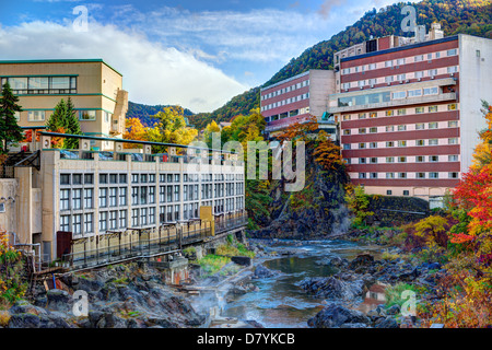 Hot Springs Resort città di Jozankei, Hokkaido, Giappone. Foto Stock