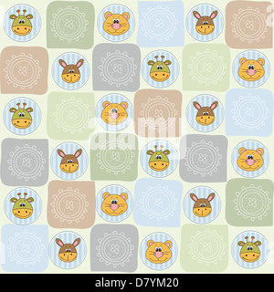 Infantile seamless pattern con giocattoli, illustrazione vettoriale Foto Stock