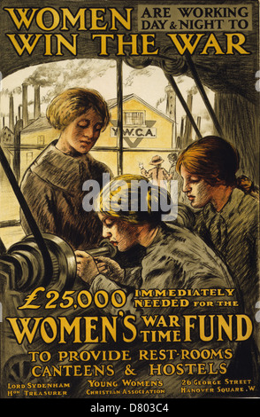 Le donne stanno lavorando giorno e notte per vincere la guerra 1915 British propaganda di guerra - Obbligazioni Foto Stock