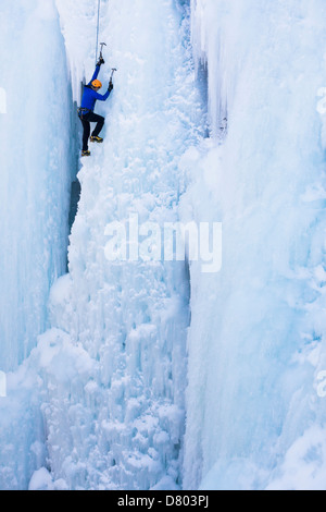 Scalatore caucasica ghiacciaio di scala Foto Stock