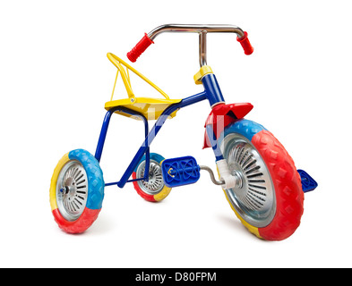 Bambini bicicletta su sfondo bianco Foto Stock