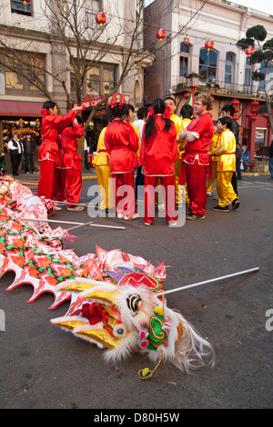 Anno cinese della tigre celebrazioni in Chinatown-Victoria, British Columbia, Canada. Foto Stock