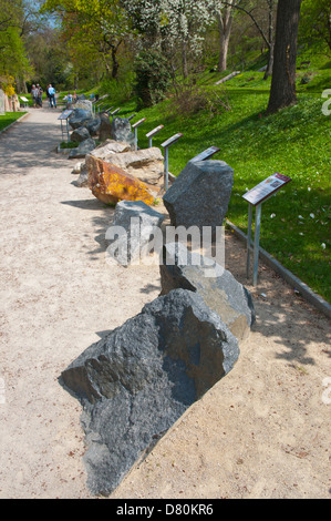 Il parco geologico in Botanicka Zahrada i Giardini Botanici in Nove Mesto la città nuova città di Praga Repubblica Ceca Europa Foto Stock