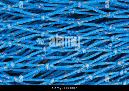 Close up di blu reti da pesca, Buckie, murene, Scozia. Foto Stock