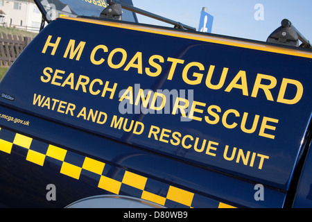 HM Coastguard veicolo di soccorso per il salvataggio utilizzato da volontari formazione a Crosby scialuppa di salvataggio stazione, Merseyside, Regno Unito Foto Stock