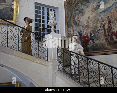 La grande scala,Castello di Usse,Chateau de Usse,Rigny-Usse,Indre-et-Loire, Valle della Loira,Touraine,Francia,Sleeping Beauty Foto Stock