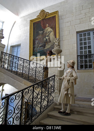 La grande scala,Castello di Usse,Chateau de Usse,Rigny-Usse,Indre-et-Loire, Valle della Loira,Touraine,Francia,Sleeping Beauty Foto Stock