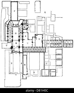 Pianta della Prioria di San Bartolomeo (fondata nel 1123) Foto Stock