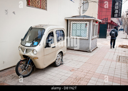 Tre wheeler motociclo rickshaw a Pechino in Cina Foto Stock