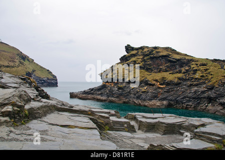 Boscastle,Cornwall,pittoresco porto protectyed,National Trust,popolare destinazione turistica,soggette a inondazioni in 2004 Foto Stock