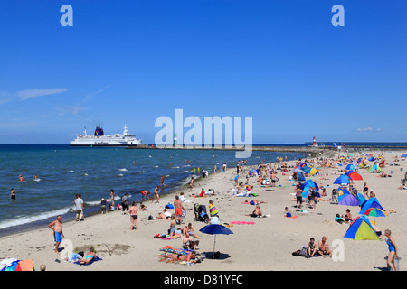 Spiaggia a Warnemünde, mar baltico, Rostock, Mecklenburg, Germania Foto Stock