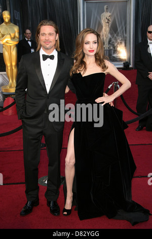 Brad Pitt e Angelina Jolie 84ma annuale di Academy Awards (Oscar) tenutosi presso il Teatro Kodak - Gli arrivi di Los Angeles, California - Foto Stock