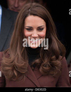 Caterina, duchessa di Cambridge aka Kate Middleton visiti il Brink Bar, Liverpool del primo non-alcoliche bar Liverpool, in Inghilterra Foto Stock