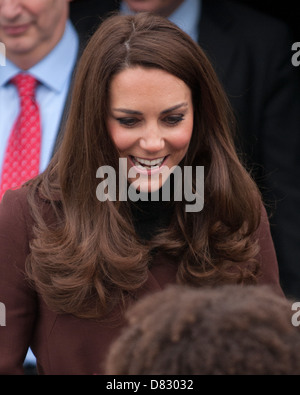 Caterina, duchessa di Cambridge aka Kate Middleton visiti il Brink Bar, Liverpool del primo non-alcoliche bar Liverpool, in Inghilterra Foto Stock