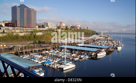 Una mattina in vista del Puget Sound e Tacoma dal Murray Bridge Morgan Foto Stock