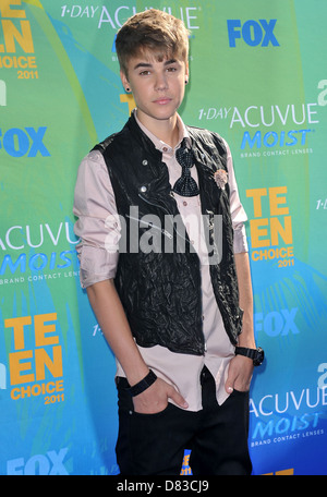 Justin Bieber 2011 Teen Choice Awards tenutosi presso l'Anfiteatro Gibson CITTÀ UNIVERSALE, California - 07.08.11 Foto Stock