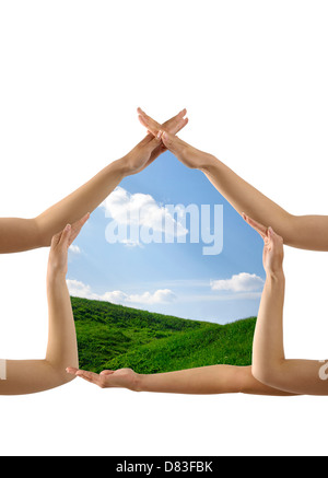 Mani rendendo un simbolo iniziale Foto Stock