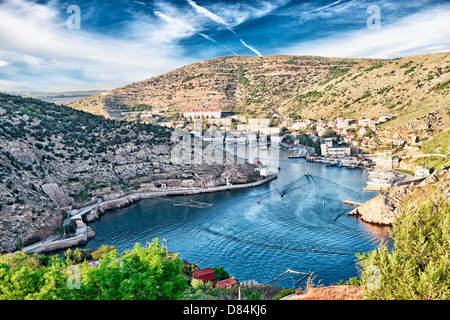 Balaklava bay di Sebastopoli. Ucraina, Crimea . Foto Stock