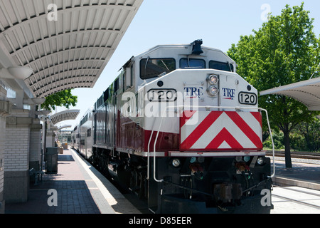 Una vista della Trinità stazione treno express a Dallas, Texas Foto Stock