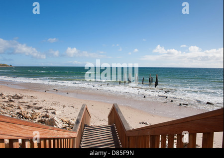 La passerella al porto Willunga Beach in South Australia Foto Stock