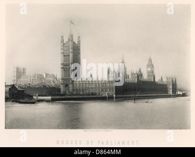 Vista degli edifici del Parlamento e del Big ben, Londra Foto Stock