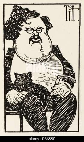 Cartoon di G K Chesterton, scrittore Foto Stock