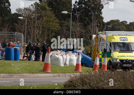 La BBC TV Casualty programma essendo girato in Newport Foto Stock