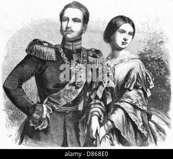 Il principe ereditario Friedrich Wilhelm di Prussia con la fidanzata Vicky Foto Stock