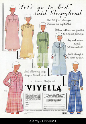 Pubblicità per il Sleepwear Viyella per bambini 1936 Foto Stock