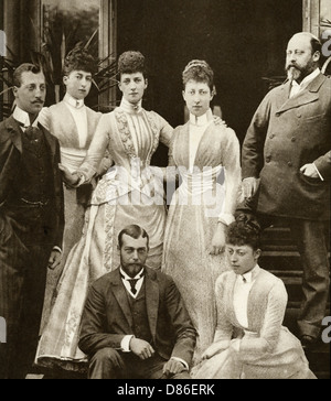 Il re Edoardo VII Alexandra di Denmarks cinque bambini 1891 Foto Stock