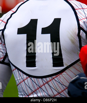 Numero tre maglietta di rugby Foto Stock