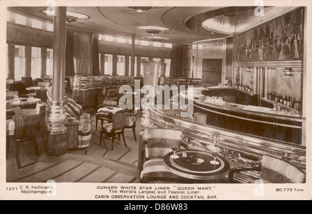 Queen Mary Ocean Liner, sala osservazione e cocktail bar Foto Stock