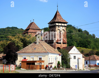 La chiesa fortificata di Wurmloch, costruito nel XIV secolo, Sito Patrimonio Mondiale dell'UNESCO, Valea Viilor, Tedesco Wurmloch è un muni Foto Stock