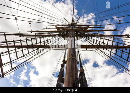 A montanti i longheroni e le manovre RSS Discovery Dundee. Esplorazione polare nave Foto Stock