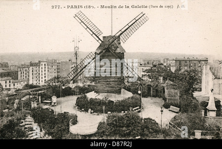 Moulin de la Galette, Montmartre, Parigi, Francia Foto Stock