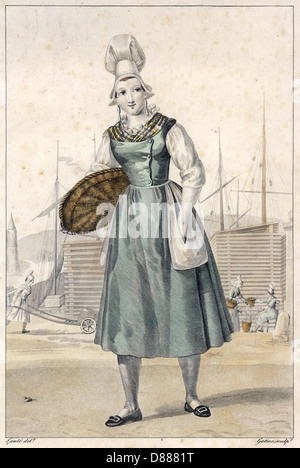 VENDITORE DI PESCE DIEPPE 1850S Foto Stock