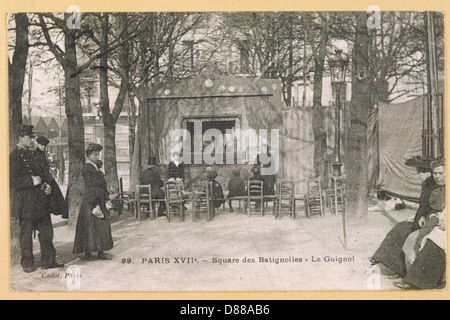 Spettacolo di marionette a Guignol, Square des Batignolles, Parigi, Francia Foto Stock