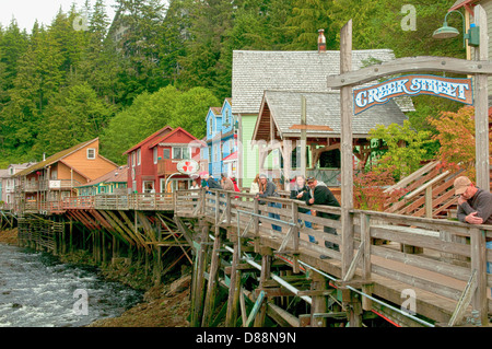 Creek St edifici, Ketchikan, Alaska, STATI UNITI D'AMERICA Foto Stock