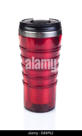 Thermos travel mug isolati su sfondo bianco Foto Stock