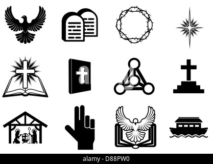 Set di Christian icone religiose, segni e simboli Foto Stock