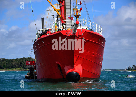 Elba 1, old lightship (Cuxhaven, Germania), qui ancorata nel golfo di Morbihan Arradon (porto). Foto Stock